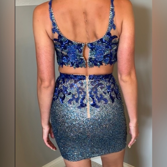 Royal Blue Sherri Hill Two Piece Dress - Picture 4 of 8